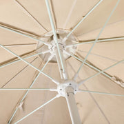 A 210 cm outdoor umbrella combining timeless design, flexible fibreglass ribs, and replaceable parts for long-lasting performance.