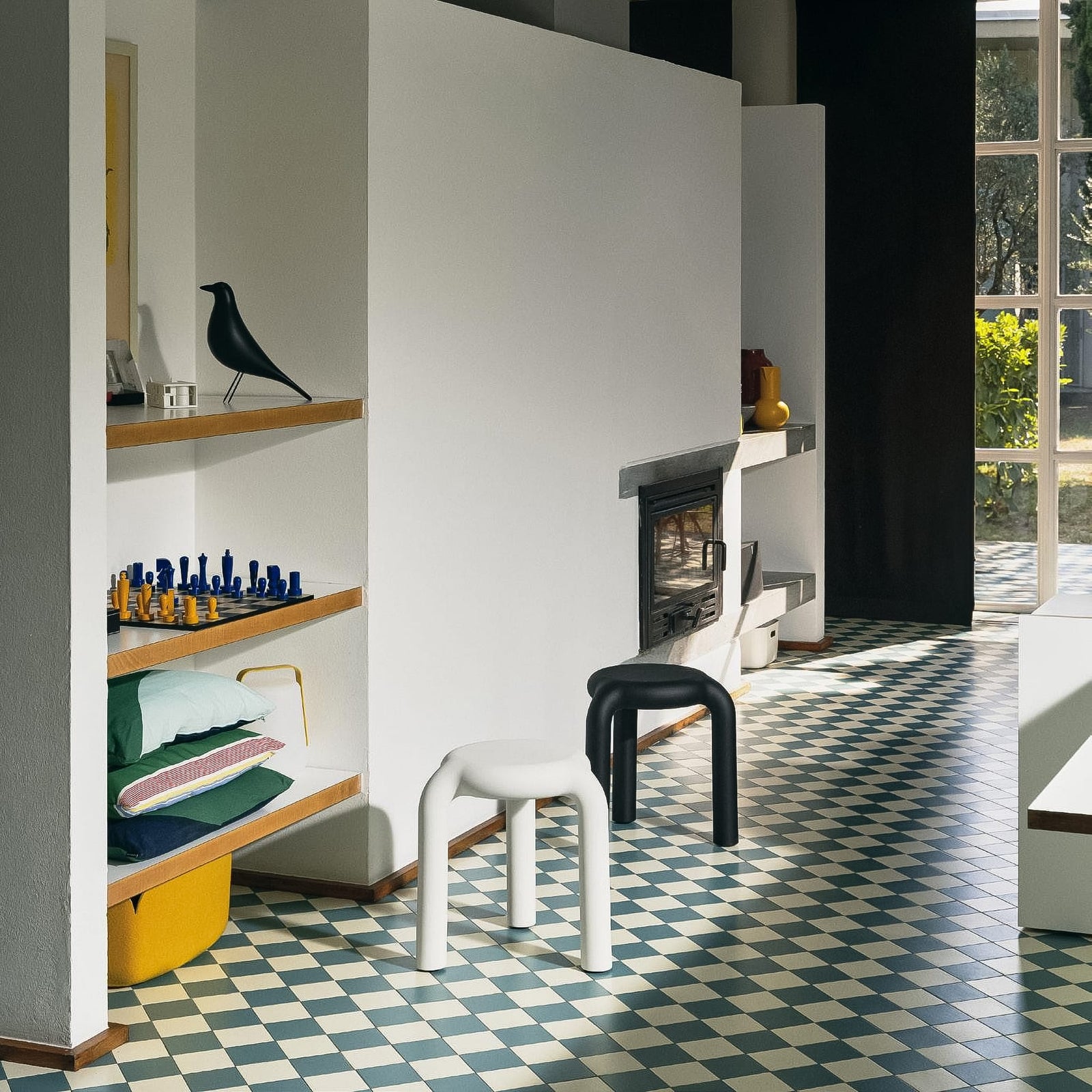 Piccolo stool and side table by TOOU Design, lightweight and stackable for indoor and outdoor use. Designed by Florent Coirier.