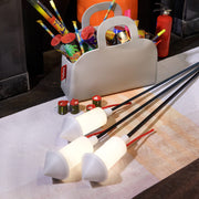 Tall, rocket-inspired Fatboy Prêt-A-Racket lights deliver striking design and cozy light to any outdoor setting.
