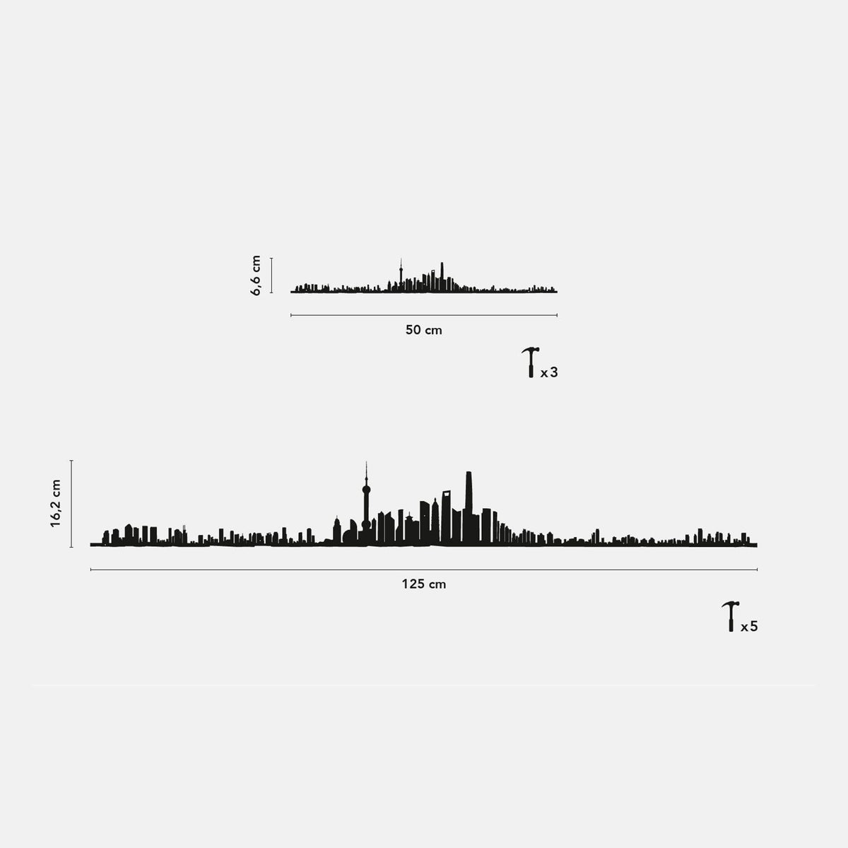 Elegant Shanghai Line silhouette highlights landmarks like the World Finance Centre and Oriental Pearl Tower.