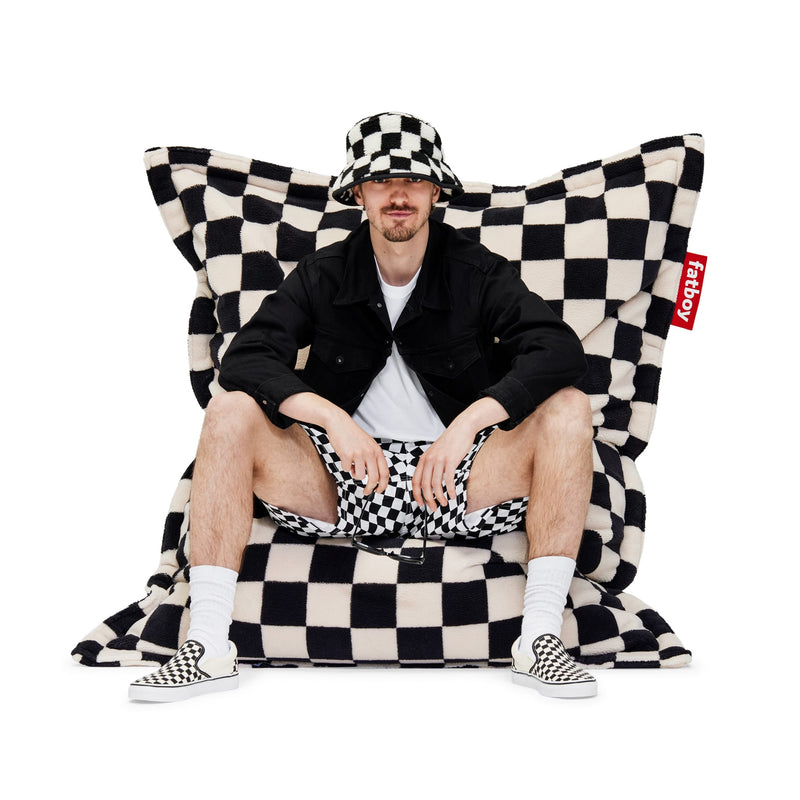 A soft indoor lounge bean bag with graphic flair, pilling-resistant fabric, and lasting comfort.