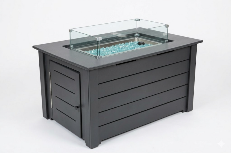 Poly Frame Outdoor Fire Table - Propane Gas Fire Pit