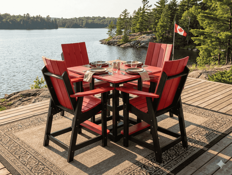 Krahn 40" x 40" Bistro Table with 4 Modern Chairs