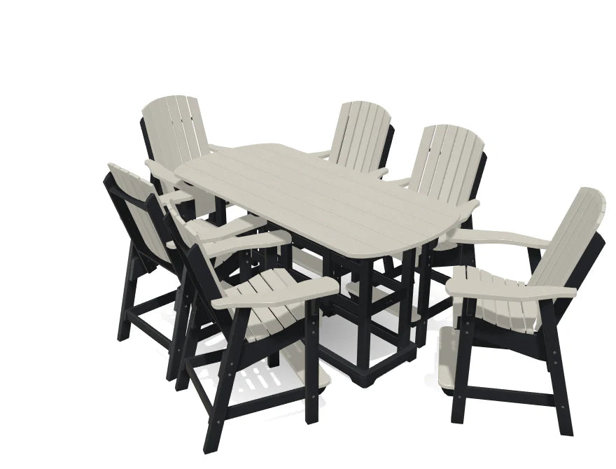 Krahn 6&#39; Bistro Table with 6 Chairs - Sand with Black Frame