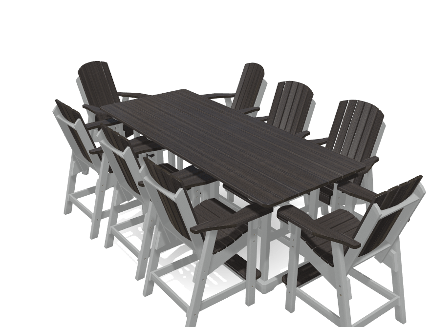 8' Bistro Table Deluxe Set with 8 Chairs - MY OUTDOOR ROOM