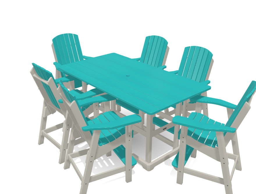 6&#39; Bistro Table Deluxe Set with 6 Chairs - MY OUTDOOR ROOM