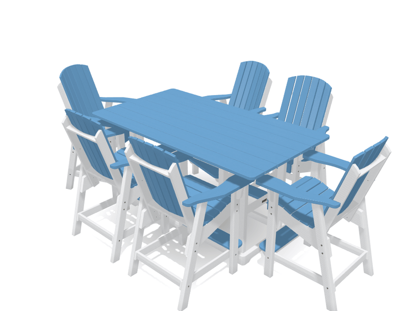 6' Bistro Table Deluxe Set with 6 Chairs - MY OUTDOOR ROOM