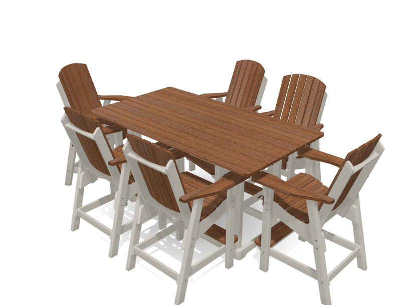 6' Bistro Table Deluxe Set with 6 Chairs - MY OUTDOOR ROOM