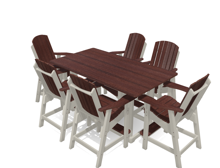 6' Bistro Table Deluxe Set with 6 Chairs - MY OUTDOOR ROOM