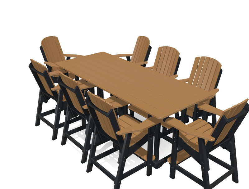 8' Bistro Table Deluxe Set with 8 Chairs - MY OUTDOOR ROOM