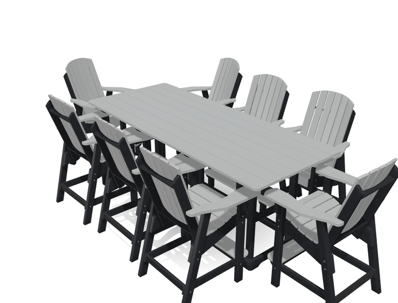 8' Bistro Table Deluxe Set with 8 Chairs - MY OUTDOOR ROOM