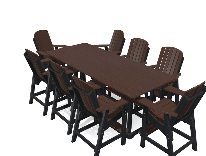 8' Bistro Table Deluxe Set with 8 Chairs - MY OUTDOOR ROOM