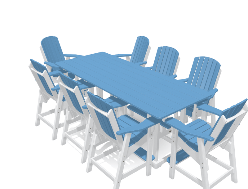 8' Bistro Table Deluxe Set with 8 Chairs - MY OUTDOOR ROOM
