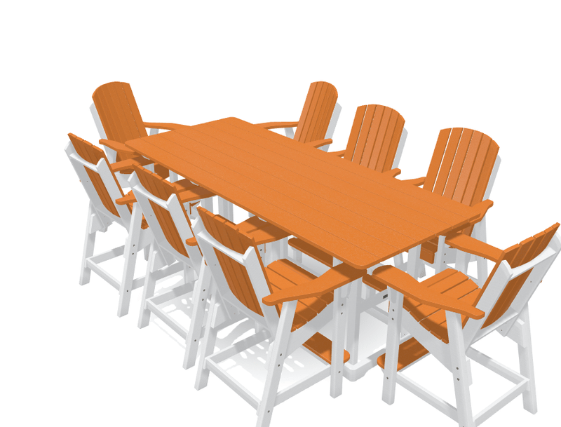 8' Bistro Table Deluxe Set with 8 Chairs - MY OUTDOOR ROOM