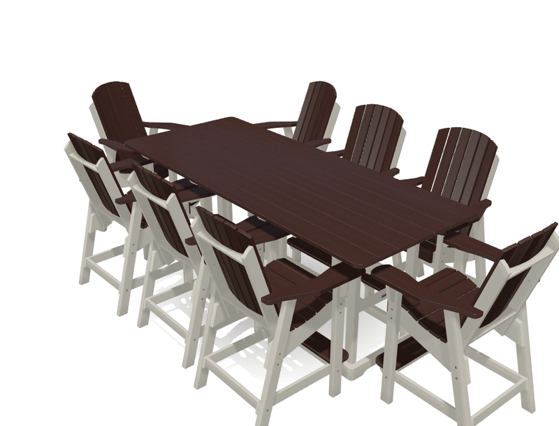 8' Bistro Table Deluxe Set with 8 Chairs - MY OUTDOOR ROOM