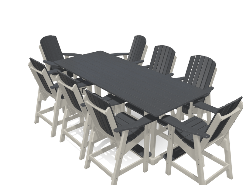 8' Bistro Table Deluxe Set with 8 Chairs - MY OUTDOOR ROOM