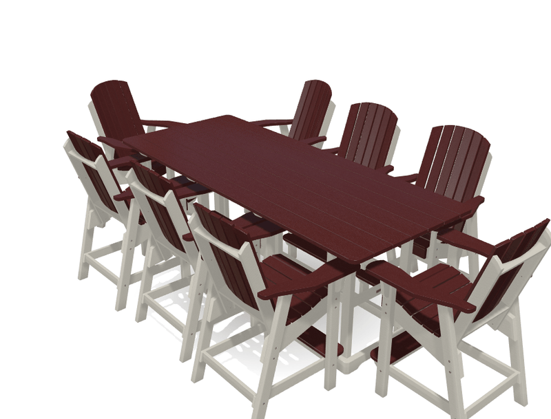 8' Bistro Table Deluxe Set with 8 Chairs - MY OUTDOOR ROOM