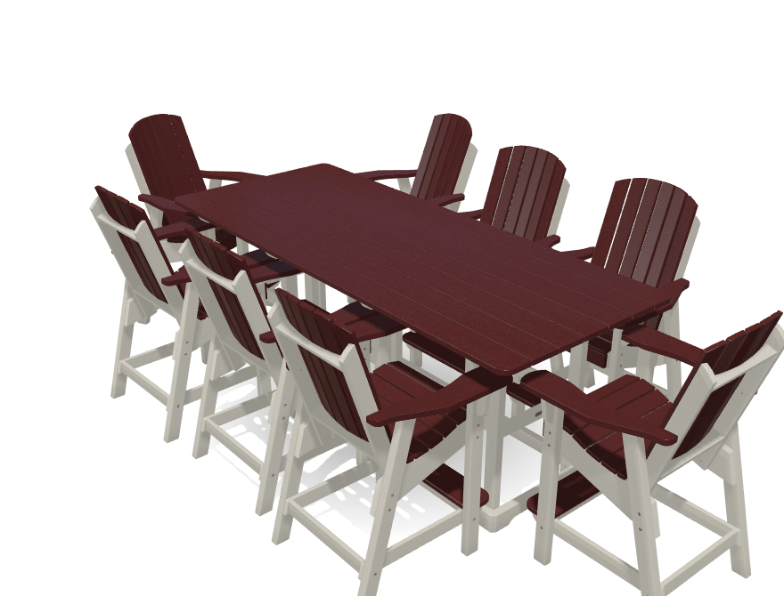 8&#39; Bistro Table Deluxe Set with 8 Chairs - MY OUTDOOR ROOM
