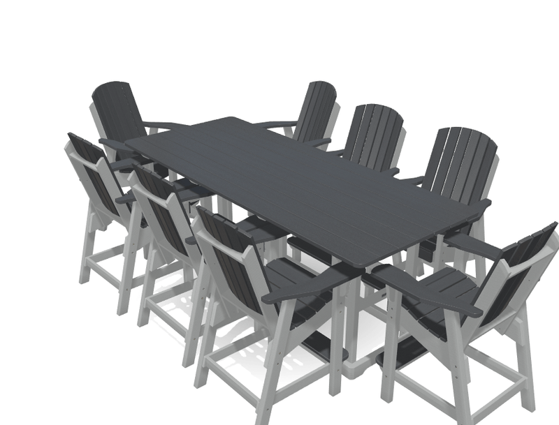 8' Bistro Table Deluxe Set with 8 Chairs - MY OUTDOOR ROOM