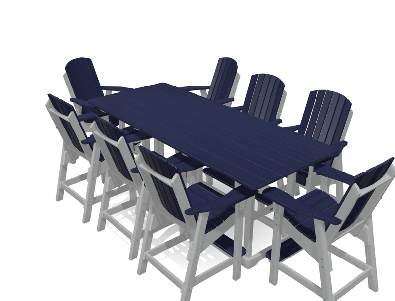 8' Bistro Table Deluxe Set with 8 Chairs - MY OUTDOOR ROOM