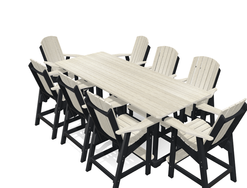 8' Bistro Table Deluxe Set with 8 Chairs - MY OUTDOOR ROOM