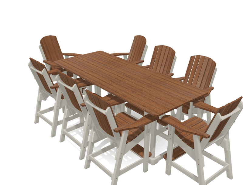 8' Bistro Table Deluxe Set with 8 Chairs - MY OUTDOOR ROOM