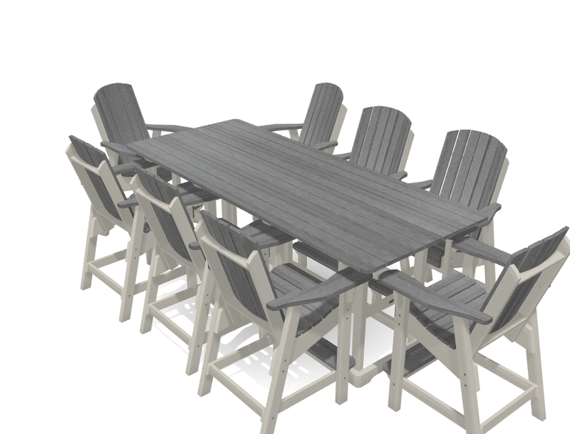 8' Bistro Table Deluxe Set with 8 Chairs - MY OUTDOOR ROOM