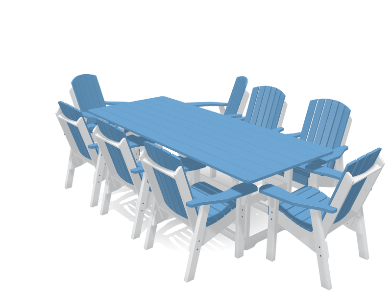 8' Dining Table Deluxe Set with 8 Chairs - MY OUTDOOR ROOM