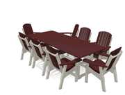 8' Dining Table Deluxe Set with 8 Chairs - MY OUTDOOR ROOM
