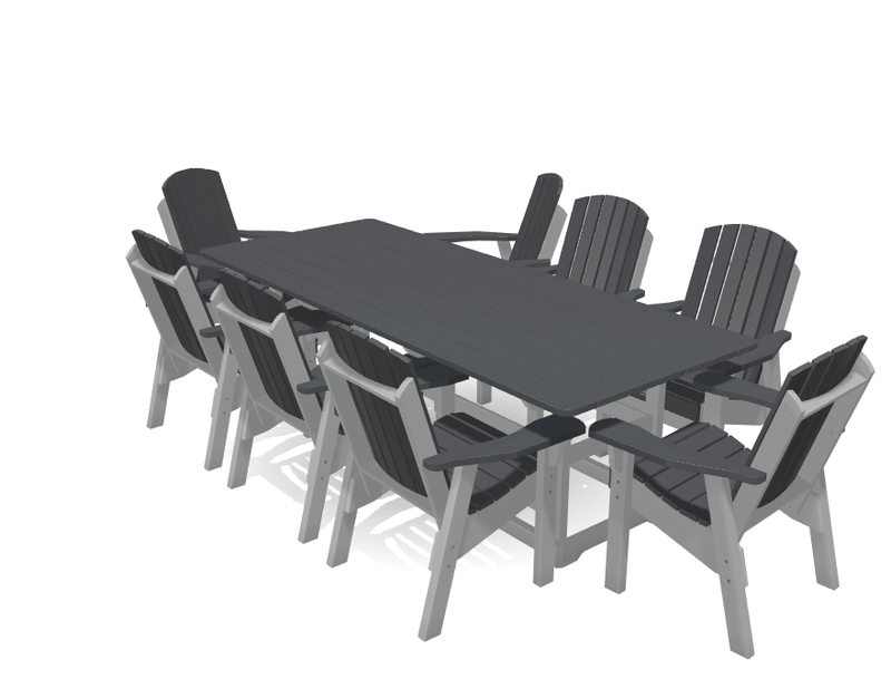 8' Dining Table Deluxe Set with 8 Chairs - MY OUTDOOR ROOM