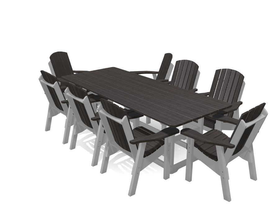 8' Dining Table Deluxe Set with 8 Chairs - MY OUTDOOR ROOM
