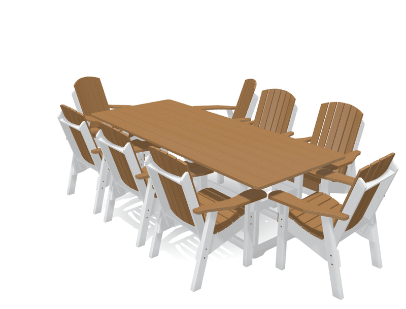 8' Dining Table Deluxe Set with 8 Chairs - MY OUTDOOR ROOM